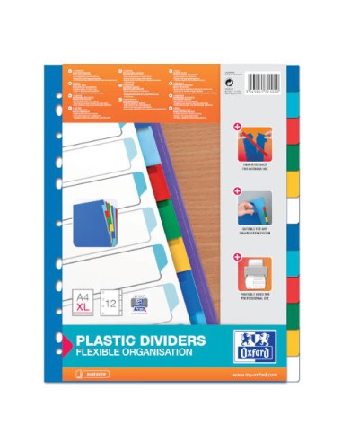 ELBA SEPARADORES PLASTICO A4+ 120 MICRAS 11 TALADROS 12 COLORES