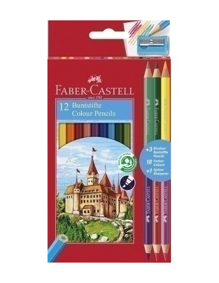 LAPICES COLOR FABER  est.12+ 3 BICOLOR