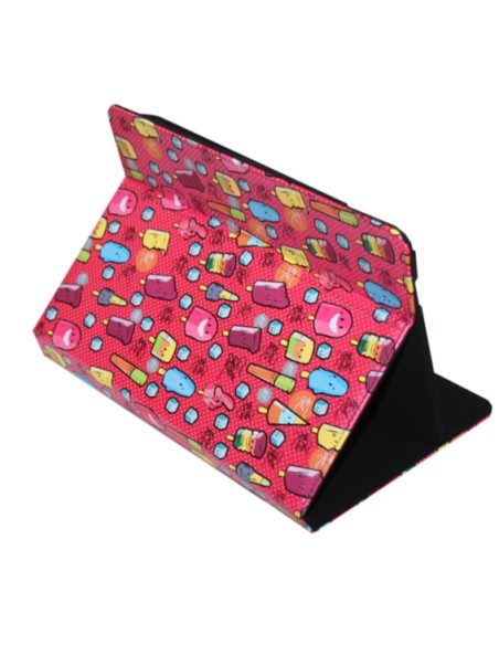 Funda Universal+Estampada-9" - 11" - COOL ICE POP Metal rojo puntos blancos