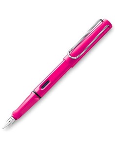 LAMY PLUMA ESTILOGRÁFICA SAFARI 013M PUNTA MEDIA TINTA AZUL COLOR ROSA