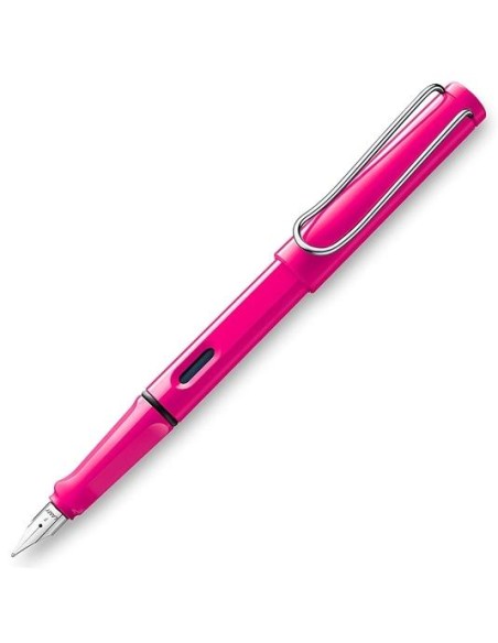 LAMY PLUMA ESTILOGRÁFICA SAFARI 013M PUNTA MEDIA TINTA AZUL COLOR ROSA