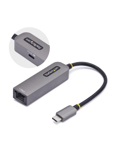 Adaptador de Red USB Tipo C a Ethernet - Adaptador de Red Externo USB-C a RJ45 de 1Gb - USB 3.1 - Entrega de Alimentación PD de 
