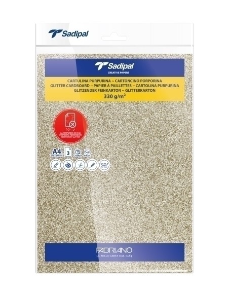 CARTULINA PURPUR.A4 SADIPAL ORO P/3