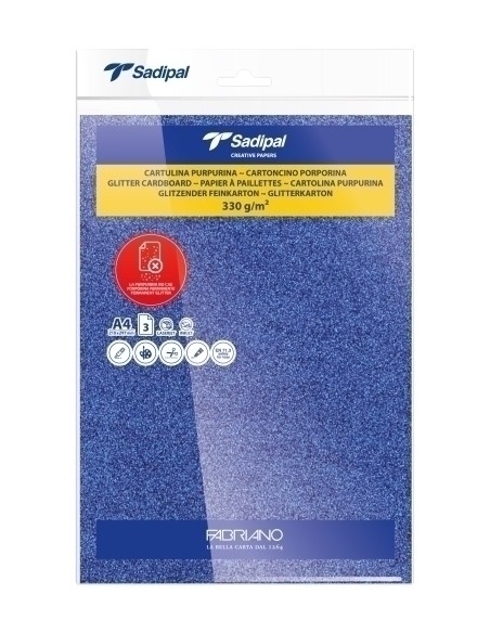 CARTULINA PURPUR.A4 SADIPAL AZ P/3