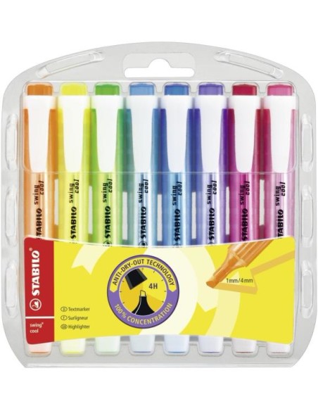 Swing Cool marcador 8 pieza(s) Punta de cincel/fina Azul, Verde, Naranja, Rosa, Rojo, Violeta, Amarillo 275/8-3 - Pack de 5 unid