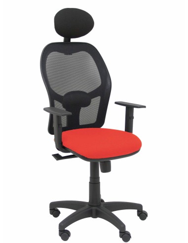 Silla Alocén malla negra asiento bali naranja oscuro brazos regulables cabecero fijo