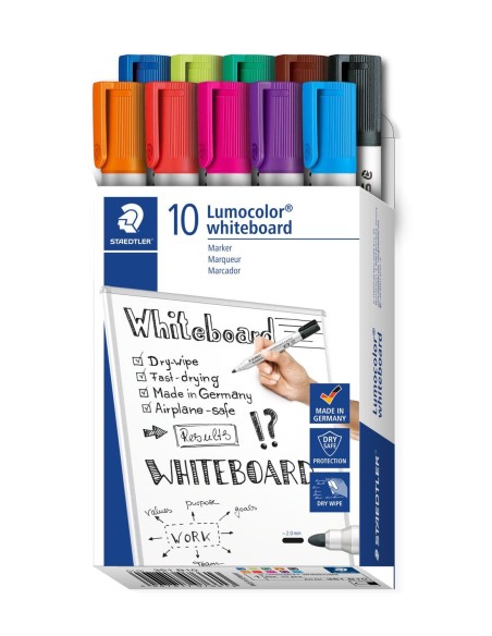 Lumocolor 351 B10 marcador 10 pieza(s) Punta redonda Negro, Azul, Marrón, Verde, Azul claro, Verde claro, Naranja, Rosa, Rojo, V
