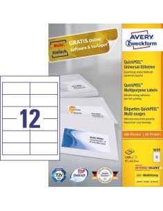 3659 etiqueta autoadhesiva Rectángulo Permanente Blanco 1200 pieza(s)