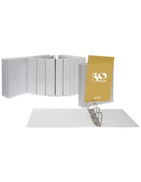GRAFOPLÁS CARPETAS CANGURO 4 ANILLAS MIXTAS 40MM CUBIERTA FORRADA PVC A3 APAISADO BLANCO