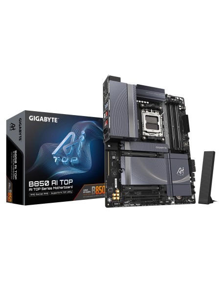 B850 AI TOP Placa Base - Procesadores AMD Ryzen Serie 9000, 16+2+2 fases VRM digitales, hasta 8600MHz DDR5 (OC), 2xPCIe 5.0 + 1x