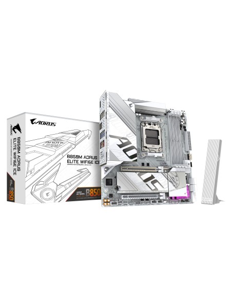 B850M AORUS ELITE WIFI6E ICE Placa Base - Procesadores AMD Ryzen Serie 9000, 12+2+1 fases VRM digitales, hasta 8200MHz DDR5 (OC)