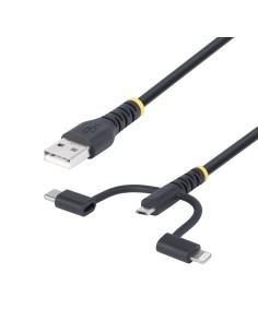 Cable Multicarga Resistente USB de 1m - Lightning/Micro-USB/USB-C - Certificado Apple MFi - Recubrimiento de Aramida - Cable Car