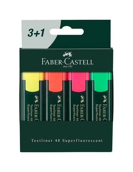 Textliner 48 rotulador de punta fina Fino Verde, Naranja, Rosa, Amarillo 4 pieza(s)