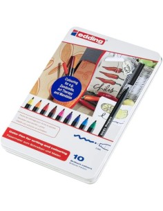 Caja metalica 10 rotuladores Edding 1300 colores surtidos