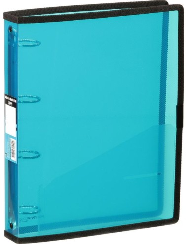 Carpeta a4 4 anillas 40mm color aguamarina polipropileno con ribete