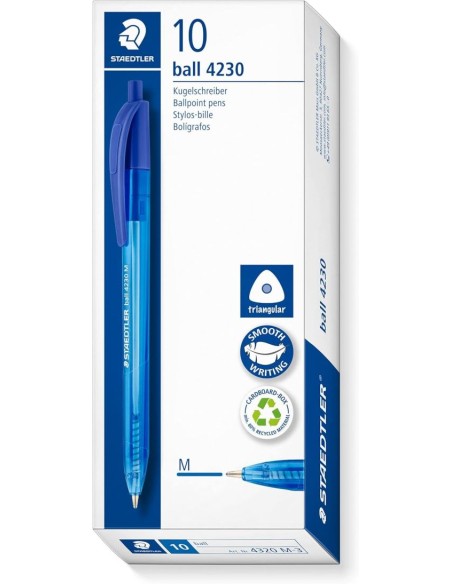 C 10 BOLIGRAFO RETRACTIL STAEDTLER BALL 4230 AZUL PUNTA M