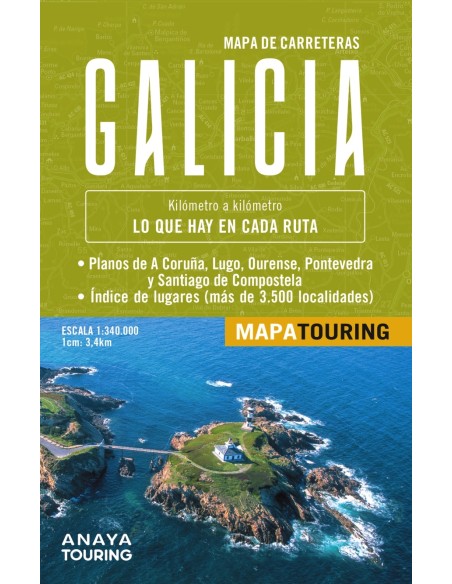 Mapa de carreteras Galicia desplegable escala 1 340000