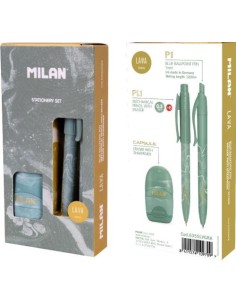 Caja regalo serie Lava con boligrafo P1 portaminas PL1 05 mm HB y afilaborra CAPSULE verde