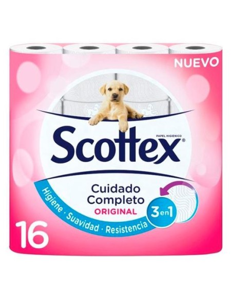 SCOTTEX ORIGINAL PAPEL HIGIÉNICO DOBLE CAPA PACK DE 16 ROLLOS