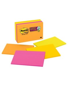 Super Sticky Notes, 6 in x 4 in, Rio de Janeiro Collection, 8 Pads/Pack nota autoadhesiva Naranja, Rosa, Amarillo 45 hojas Autoa