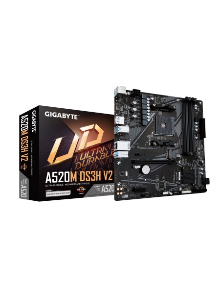 Placa base A520M DS3H V2 - Soporta CPUs AMD Ryzen serie 5000 AM4, hasta 4733 MHz DDR4 (OC), PCIe 3.0 x16, LAN GbE, USB 3.2 Gen 1