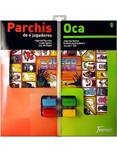 Tablero 40x40cm grande parchis oca accesorios 4 jugadores