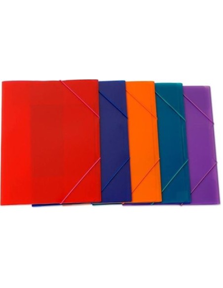 PAQ 5 CARPETA DIBUJO A3 GOMAS Y SOLAPAS PP COLORES SURTID