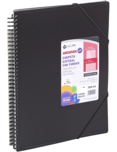 CARPETA 20 FUNDAS A4 ESPIRAL ARCHIVEX STAR NEGRO CARCHIVO