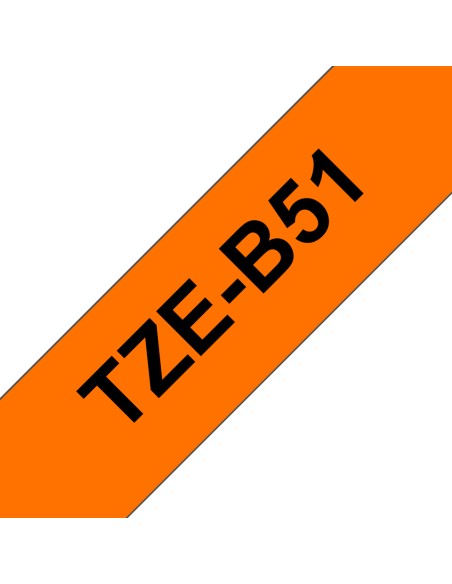 TZE-B51 cinta para impresora de etiquetas Negro sobre naranja fluorescente