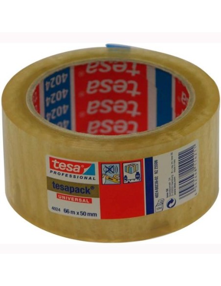 TESA CINTA DE EMBALAJE DE POLIOLEFINA TESAPACK C/ETIQUETA 66MX50MM TRANSPARENTE