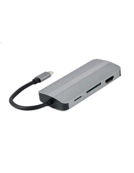 A-CM-COMBO8-02 base para portátil y replicador de puertos USB Tipo C Plata