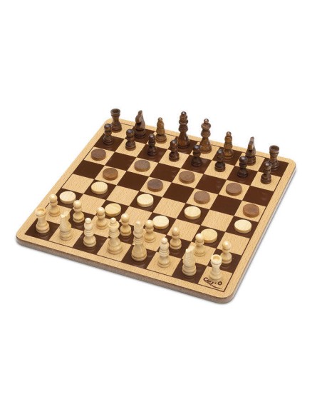 AJEDREZ Y DAMAS DE MADERA METAL BOX