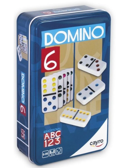 DOMINO COLORES DOBLE 6 JUGADORES METAL BOX