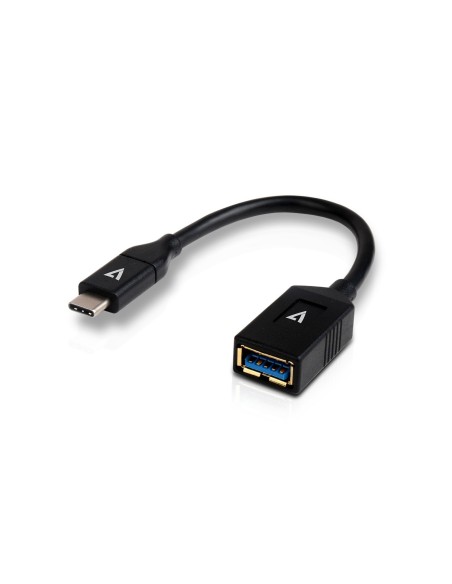 Cable USB negro con conector USB 3.0 A hembra a USB-C macho 0.3m 1ft