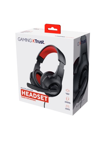 24785 auricular y casco Auriculares Alámbrico Diadema Juego Negro, Rojo