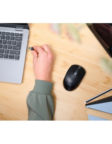 Ozaa ratón mano derecha RF Wireless + Bluetooth Óptico 3200 DPI