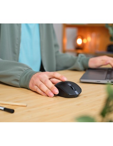 Ozaa ratón mano derecha RF Wireless + Bluetooth Óptico 3200 DPI