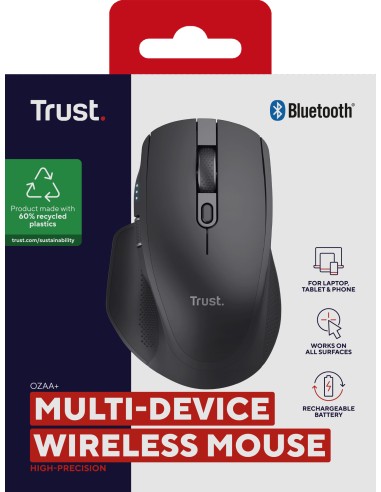 Ozaa+ ratón mano derecha RF Wireless + Bluetooth Óptico 3200 DPI