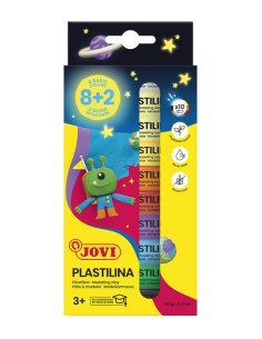 Estuche 15 barras plastilina jovi 15g colores fosforescente