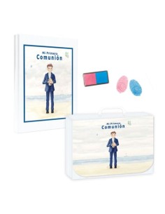 LIBRO COMUNION HUELLAS NINO PLAYA MALETIN