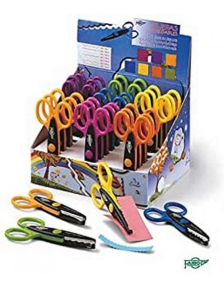 EXP 24 TIJERAS ESCOLARES MULTIFORMAS 13CM FAIBO