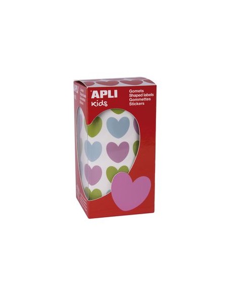ROLLO GOMETS CORAZONES MULTICOLOR AUTOADHESIVOS 20X18MM