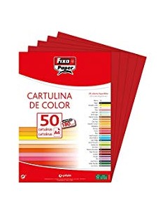 PAQ 50 CARTULINAS FIXO A4 180G ROJO NAVIDAD