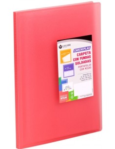 Carpeta 20 fundas soldadas a4 tapa flexible color rojo carchiplas