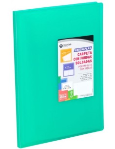 Carpeta 50 fundas soldadas a4 tapa flexible color verde carchiplas