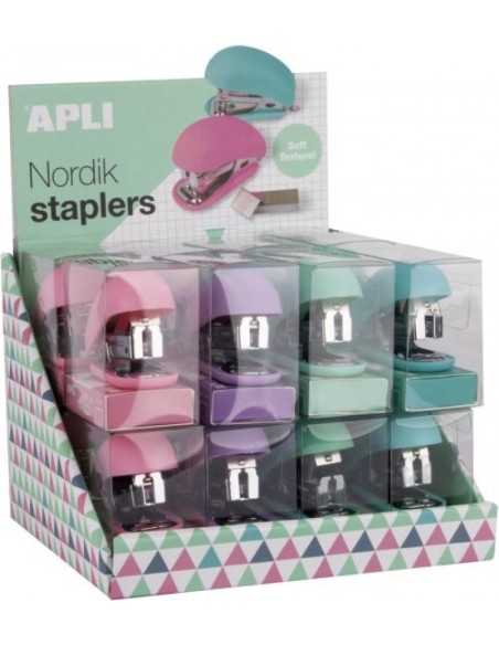 Exp 16 grapadoras nordik collection 1000 grapas colores surtidos