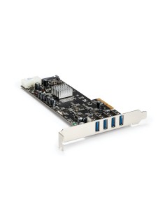 Adaptador Tarjeta PCI Express PCI-E 4 Puertos USB 3.0 UASP 2 Canales de 5Gbps con Alimentación Molex SATA