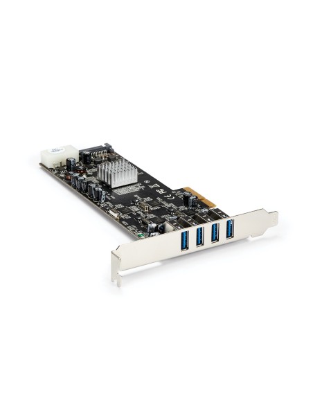 Adaptador Tarjeta PCI Express PCI-E 4 Puertos USB 3.0 UASP 2 Canales de 5Gbps con Alimentación Molex SATA