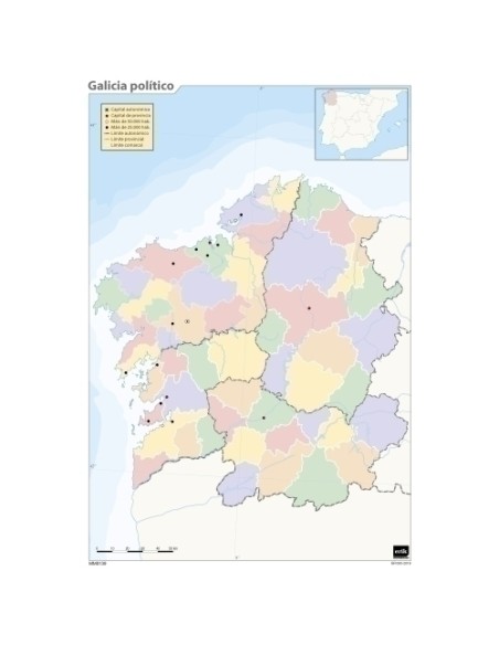 MAPA MUDO ERIK COLOR POLITICO GALICIA - Pack de 50 unidades