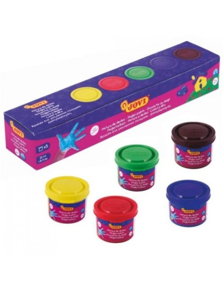 ESTUCHE 5 BOTES PINTURA DEDOS JOVI 35ML COLORES SURTIDOS